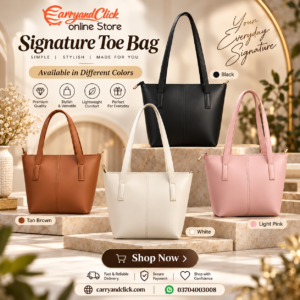 Premium Signature Tote Bag with structured design, elegant handles, and minimalist luxury style